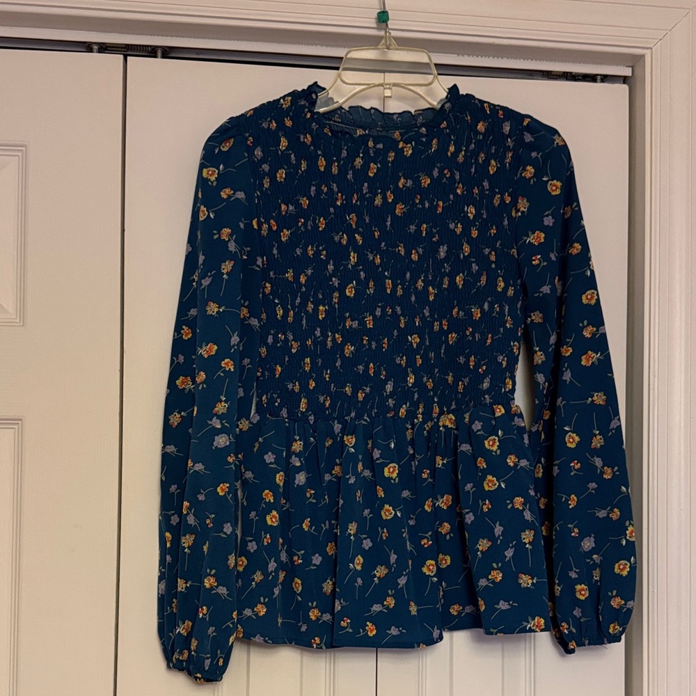 SHEIN Blue Floral Blouse